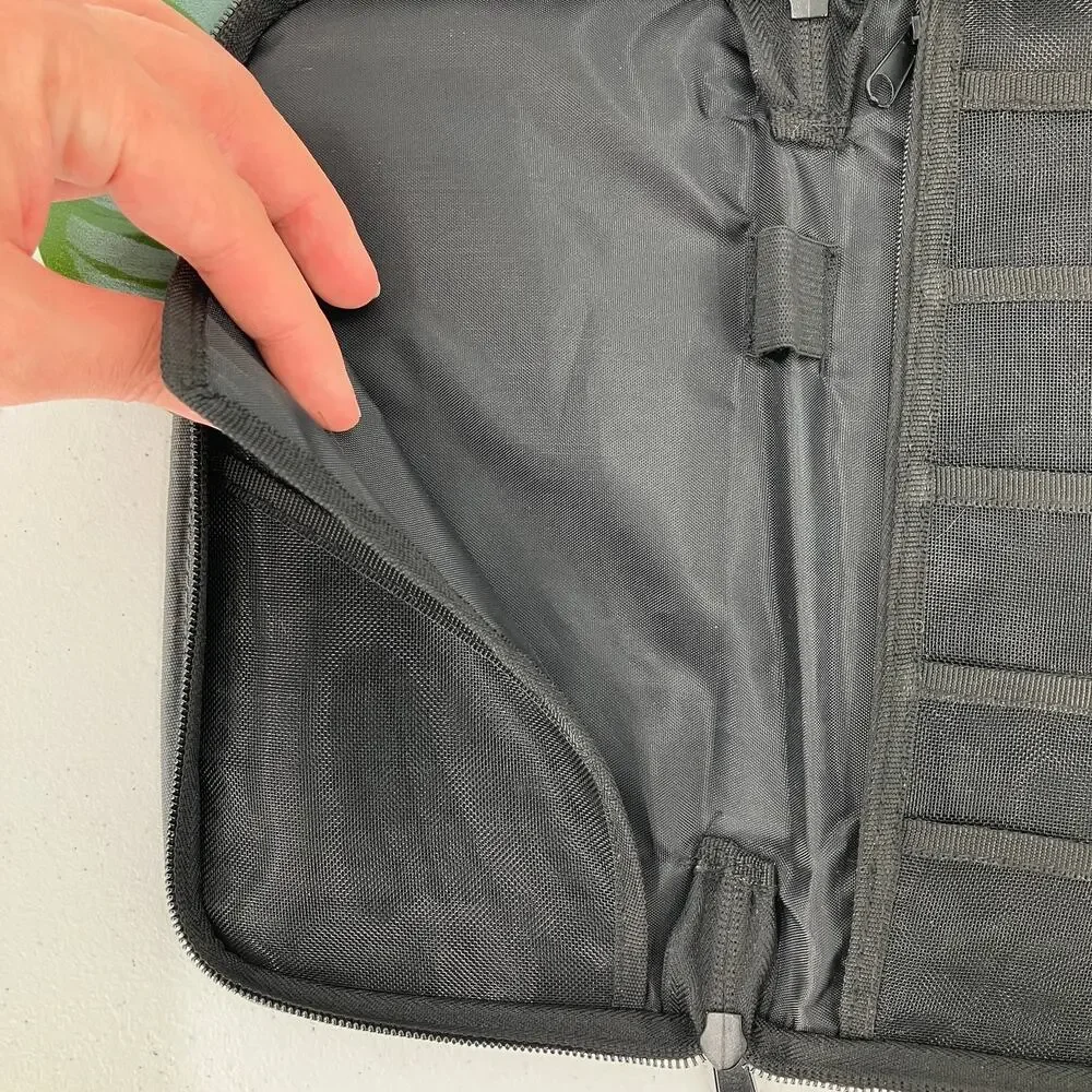 Rectangle Dark Gray Zip Around Side Handle Business Office Organizer Travel Bag